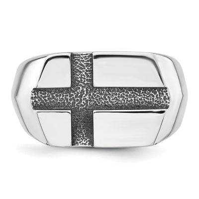 Sterling Silver Antiqued Cross Mens Size