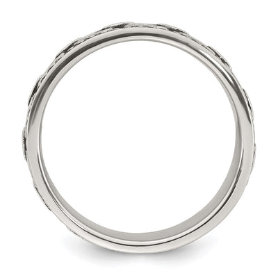 Sterling Silver Polished Beaded Antiqued Chain Link Band Size 9 Mens Ring