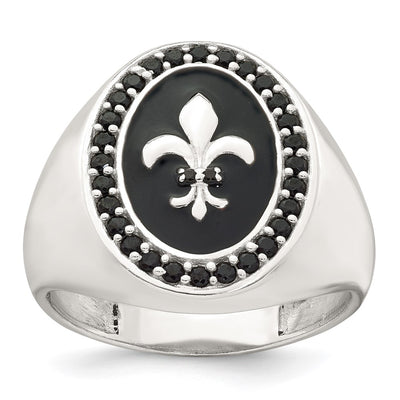 Sterling silver fleur de lis signet ring