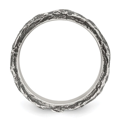 Sterling Silver Antiqued and Textured Nugget Mens Size 9 Band Ring