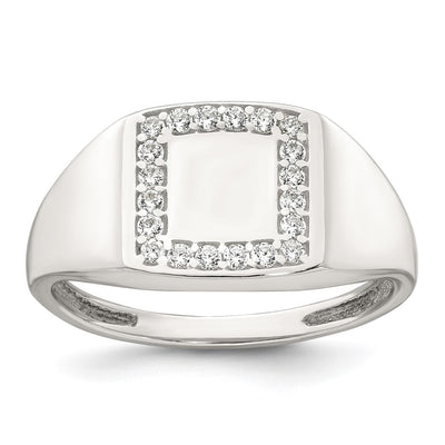 Sterling silver cubic zirconia signet ring