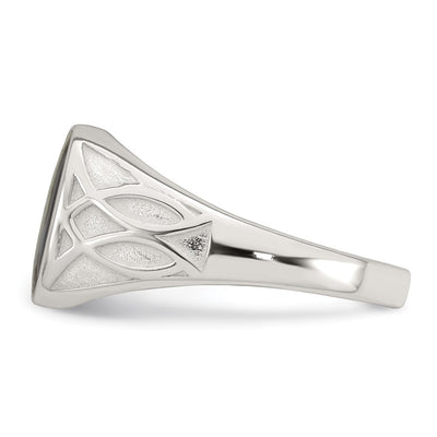 Sterling Silver Polished and Textured Black Enameled Size 9 Mens Signet Ring