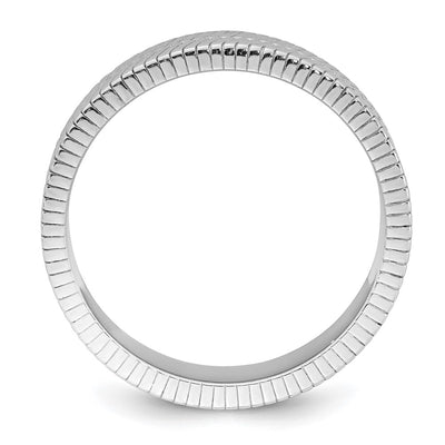 Sterling Silver Rhodium-plated Polished and Textured Band Size 9 Mens Ring