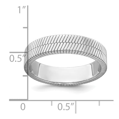 Sterling Silver Rhodium-plated Polished and Textured Band Size 9 Mens Ring