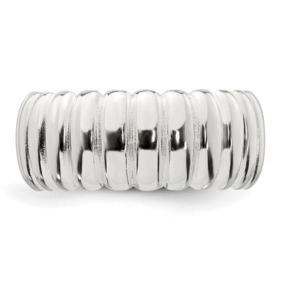 Sterling Silver Polished Ridge Pattern Ring