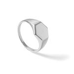 Sterling Silver Polished x Hexagon Closed Back Size 9 Mens Signet Ring view