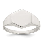 Sterling Silver Polished x Hexagon Closed Back Size 9 Mens Signet Ring view