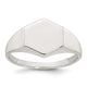 Sterling Silver Polished x Hexagon Closed Back Size 9 Mens Signet Ring