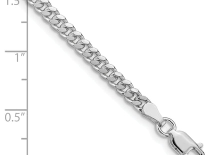 Sterling Silver Rhodium-plated Domed Curb Bracelet