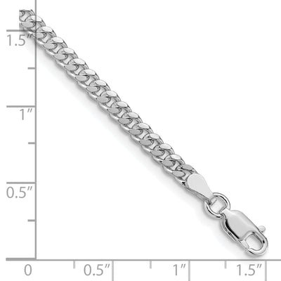 Sterling Silver Rhodium-plated Domed Curb Bracelet