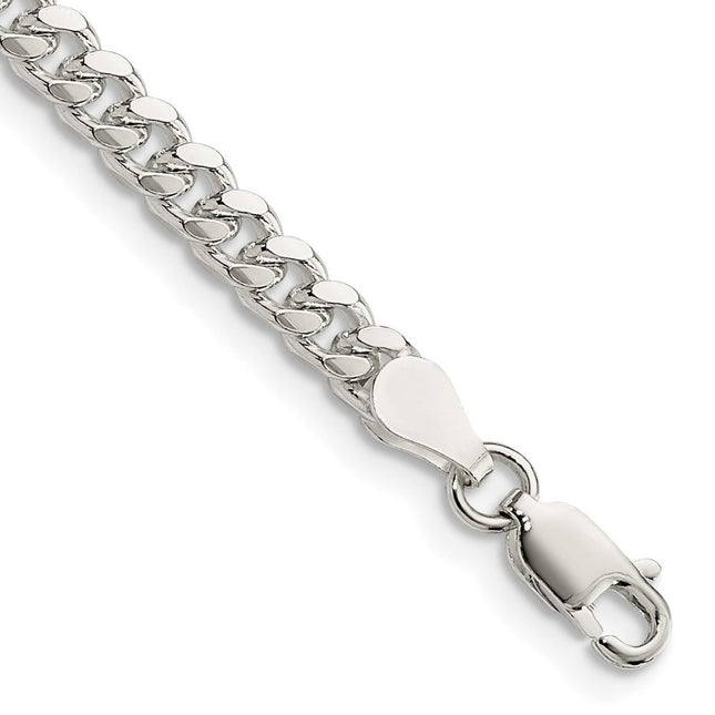 Sterling Silver Domed w/ Side D/C Curb Bracelet, 8 x 4mm