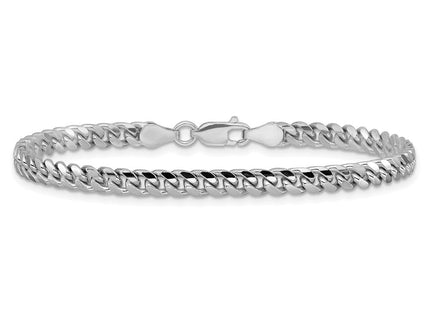 Sterling Silver Rhodium-plated Domed w/ Side D/C Curb Chain (Style QRC120R-7)