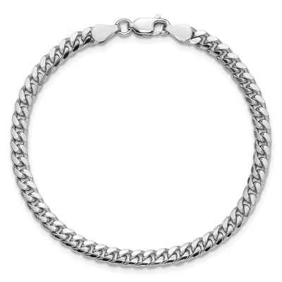 Sterling Silver Rhodium-plated Domed w/ Side D/C Curb Bracelet, 7 x 4mm