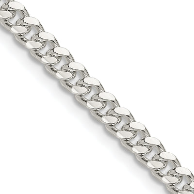 Sterling Silver Domed w/ Side D/C Curb Chain, 16 x 4mm