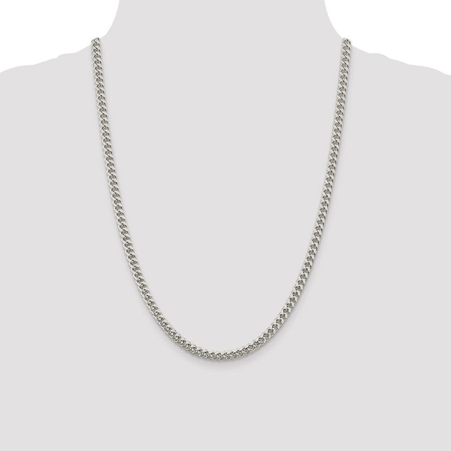 Sterling Silver Domed w/ Side D/C Curb Chain, 16 x 5mm