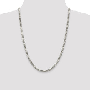 Sterling Silver Domed w/ Side D/C Curb Chain (Style QRC150-24)