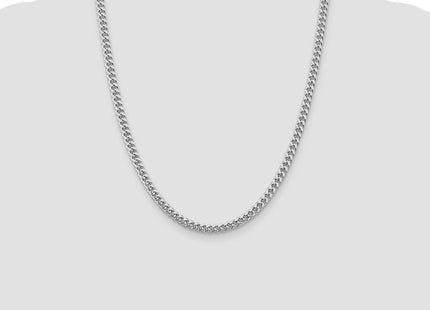Sterling Silver Rhodium-plated Domed w/ Side D/C Curb Chain (Style QRC150R-22)