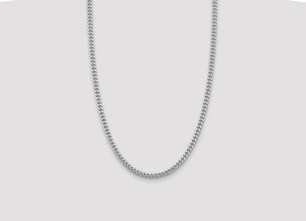 Sterling Silver Rhodium-plated Domed w/ Side D/C Curb Chain (Style QRC150R-26)