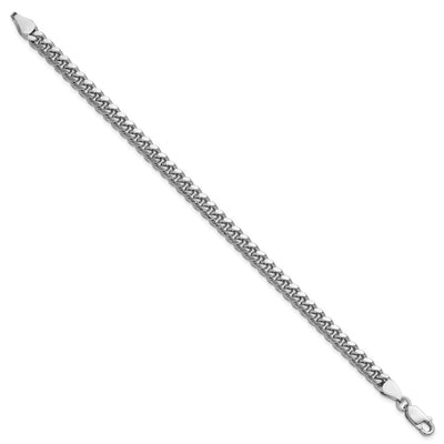 Sterling Silver Rhodium-plated Domed w/ Side D/C Curb Chain, 18 x 5mm