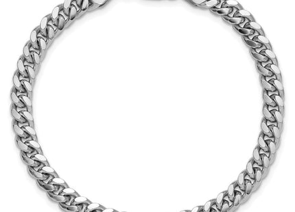 Sterling Silver Rhodium-plated Domed w/ Side D/C Curb Chain (Style QRC150R-7)