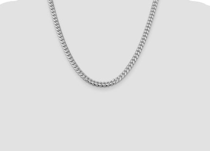 Sterling Silver Rhodium-plated Domed w/ Side D/C Curb Chain (Style QRC180R-20)