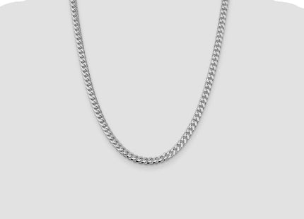 Sterling Silver Rhodium-plated Domed w/ Side D/C Curb Chain (Style QRC180R-22)
