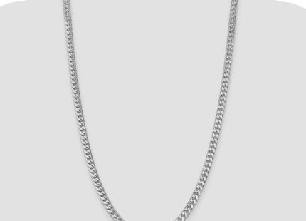 Sterling Silver Rhodium-plated Domed w/ Side D/C Curb Chain (Style QRC180R-26)