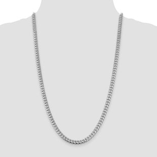 Sterling Silver Rhodium-plated Domed w/ Side D/C Curb Chain (Style QRC180R-26)