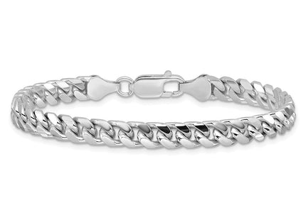 Sterling Silver Rhodium-plated Domed w/ Side D/C Curb Chain (Style QRC180R-7)