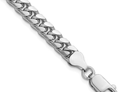 Sterling Silver Rhodium-plated Domed w/ Side D/C Curb Chain (Style QRC180R-7)
