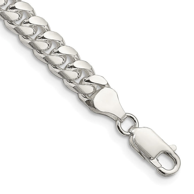 Sterling Silver Domed w/ Side D/C Curb Chain, 18 x 7mm
