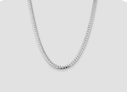 Sterling Silver Rhodium-plated Domed w/ Side D/C Curb Chain (Style QRC200R-22)