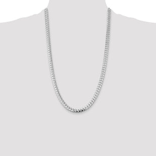 Sterling Silver Rhodium-plated Domed w/ Side D/C Curb Chain (Style QRC200R-26)