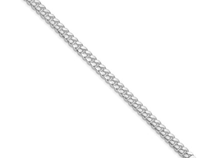 Sterling Silver Rhodium-plated Domed w/ Side D/C Curb Chain (Style QRC200R-8)