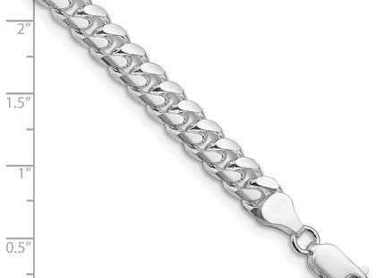 Sterling Silver Rhodium-plated Domed w/ Side D/C Curb Bracelet