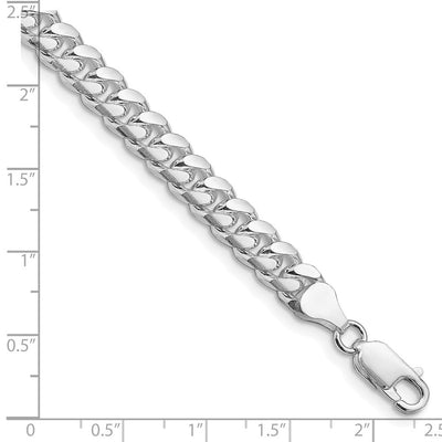 Sterling Silver Rhodium-plated Domed w/ Side D/C Curb Bracelet, 8 x 7mm