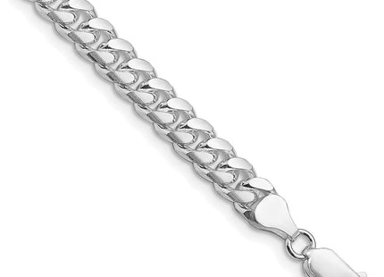 Sterling Silver Rhodium-plated Domed w/ Side D/C Curb Chain (Style QRC200R-8)