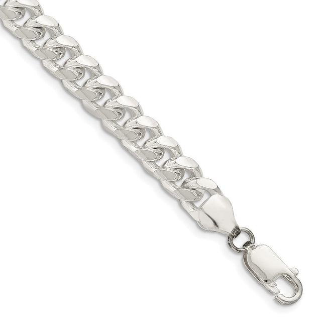 Sterling Silver Domed w/ Side D/C Curb Bracelet, 8 x 7.35mm
