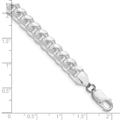 Sterling Silver Rhodium-plated Domed w/ Side D/C Curb Bracelet, 8 x 7.35mm