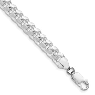 Sterling Silver Rhodium-plated Domed w/ Side D/C Curb Chain (Style QRC220R-8)