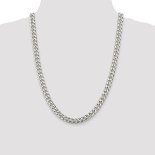 Sterling Silver Domed w/ Side D/C Curb Chain (Style QRC240-24)