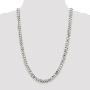 Sterling Silver Domed w/ Side D/C Curb Chain (Style QRC240-26)