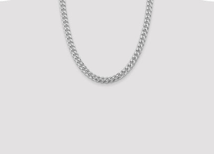 Sterling Silver Rhodium-plated Domed w/ Side D/C Curb Chain (Style QRC240R-22)