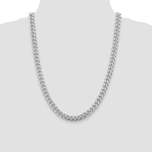 Sterling Silver Rhodium-plated Domed w/ Side D/C Curb Chain (Style QRC240R-24)