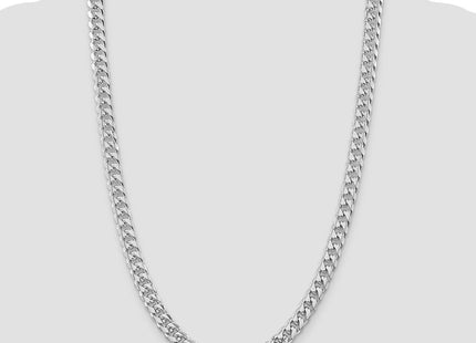 Sterling Silver Rhodium-plated Domed w/ Side D/C Curb Chain (Style QRC240R-26)