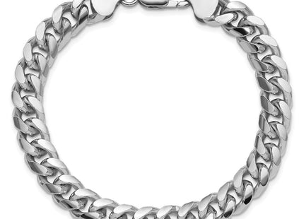 Sterling Silver Rhodium-plated Domed w/ Side D/C Curb Chain (Style QRC240R-8)