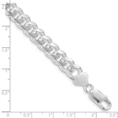 Sterling Silver Rhodium-plated Domed w/ Side D/C Curb Bracelet, 8 x 8.5mm
