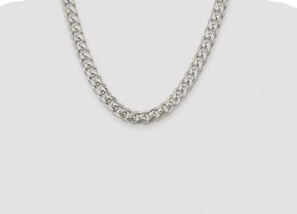 Sterling Silver Rhodium-plated Domed w/ Side D/C Curb Chain (Style QRC300R-20)