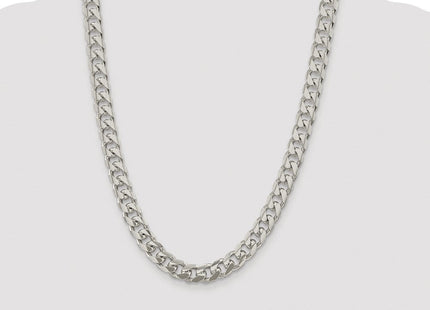 Sterling Silver Rhodium-plated Domed w/ Side D/C Curb Chain (Style QRC300R-24)