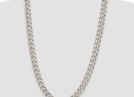Sterling Silver Rhodium-plated Domed w/ Side D/C Curb Chain (Style QRC300R-26)